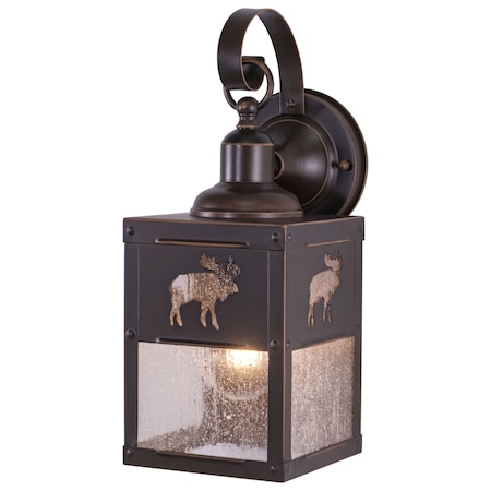 Vaxcel Yellowstone 1 Light Bronze Rustic Moose Tree Outdoor Wall Lantern Clear Glass OW24963BBZ